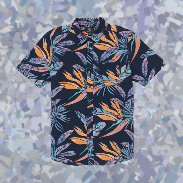 Indospray Floral Woven Short Sleeve Shirt